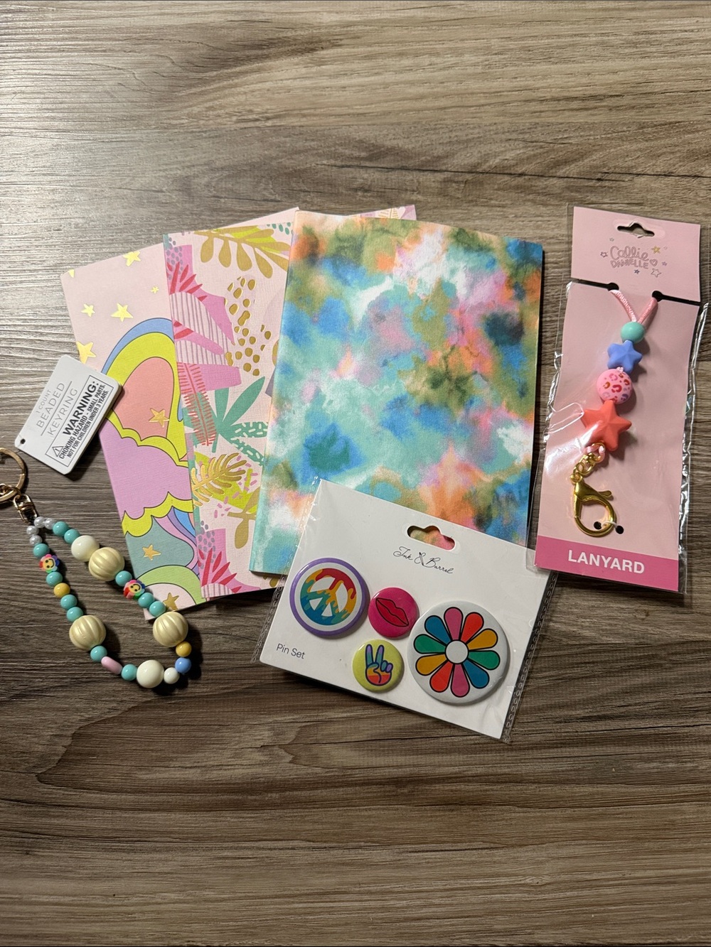 Note Books & Beaded Lanyard/Bag Accessory Set - Multicolor